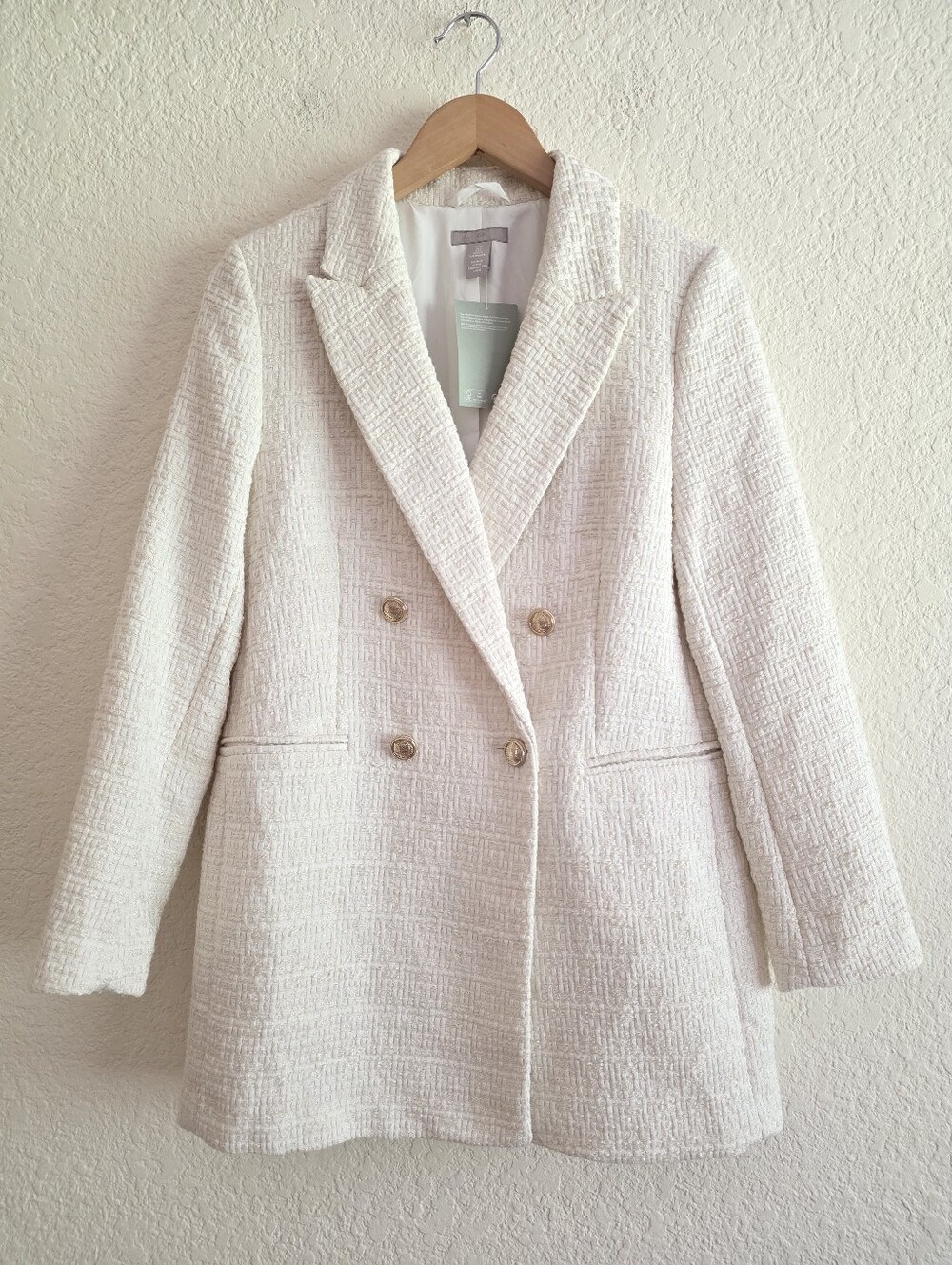 H&M Textured Tweed  Blazer Jacket New Size S - Picture 6 of 8